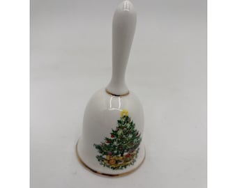 Vintage Brinton Bone China Christmas Bell Tree & Gifts Gold Trim - Smooth Glaze