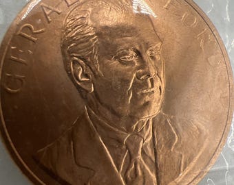 Medaglia commemorativa in bronzo della Zecca degli Stati Uniti, coniata per l'insediamento del Presidente Gerald Ford, sigillata, 1,25 pollici.