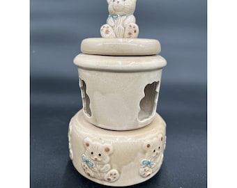 Ceramiczny podgrzewacz do świeczek w kształcie misia w stylu vintage, Tajwan