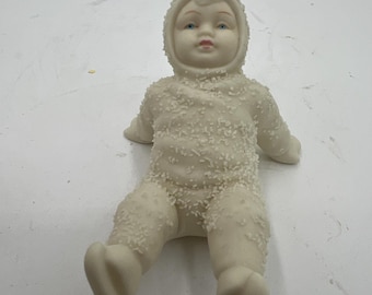 Dept 56 Snowbabies "Sitting Baby" Figurine - Vintage Taiwan - Bisque Porcelain