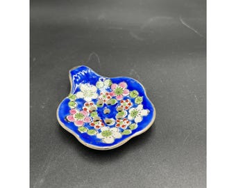 Vintage Hand Painted Cobalt Blue Tea Strainer