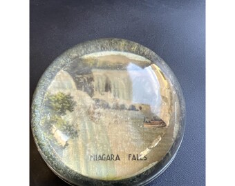 Pisapapeles antiguo de cristal con forma de cúpula, recuerdo de las Cataratas del Niágara, artículo fotográfico de la época victoriana