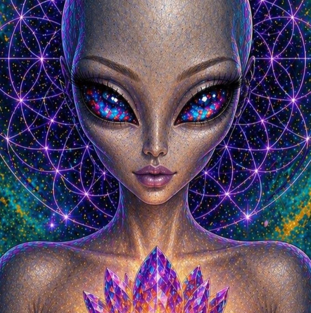 Alien Goddess Digital Art Printable Set, Spiritual Wall Art, Cosmic ...