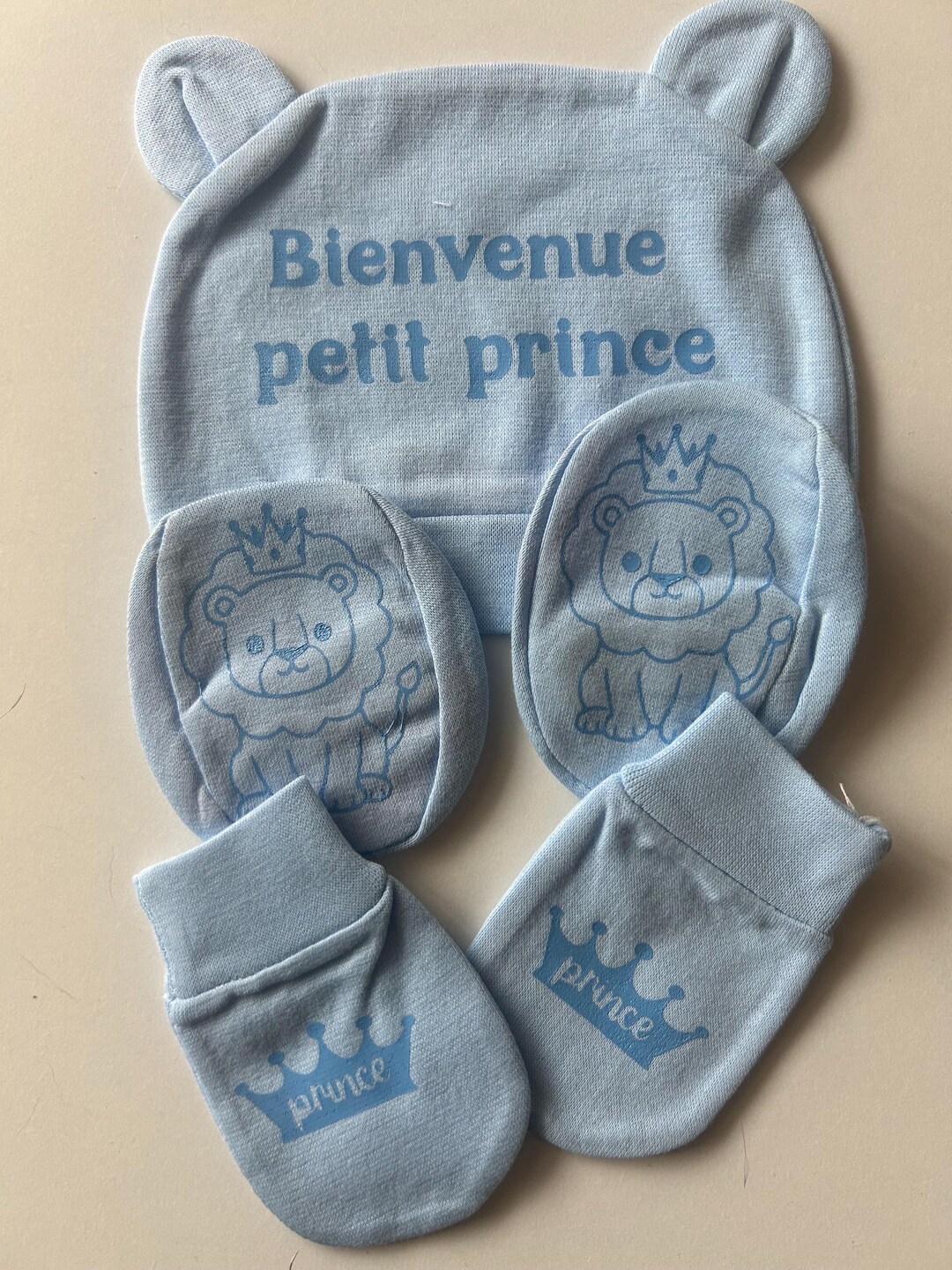 Personalized Blue Baby Gift Set | Hat With Ears + Mittens | Baby Boy ...