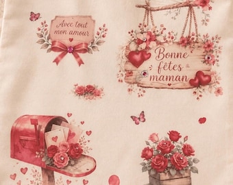 Bloemen Moederdagtas – Tas met de tekst "Fijne Moederdag" – Origineel cadeau voor mama – Romantische tas met hartjes en rozen