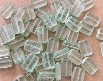 10 Clear Chicklet Square Glass Beads 8MM