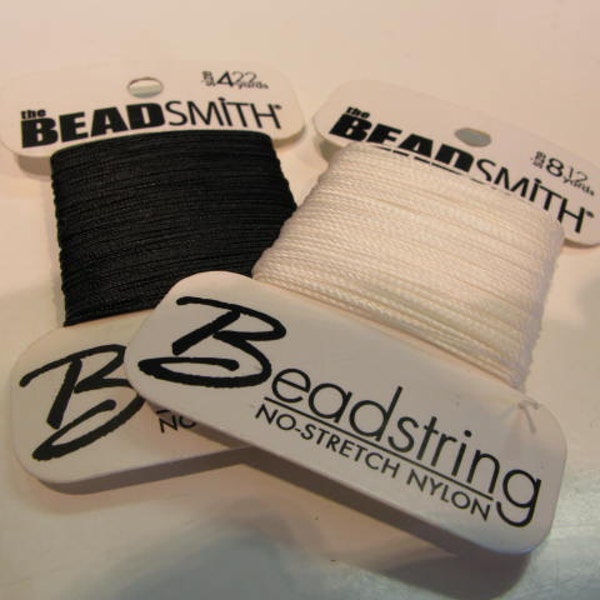 Beadsmith Nylon Beading Thread, No Stretch Nylon Thread, White Nylon Thread, Black Nylon Thread, Nylon Thread on Card