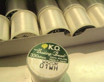 K.O. Beading Thread, 100% Nylon Beading Thread, Japanese Bead Thread,  55 yd Thread Spool, White Nylon Bead Thread