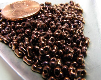 Peanut/Farfalle 2x4mm Czech Seed Bead, Metallic Dark Raspberry by Preciosa, P2005