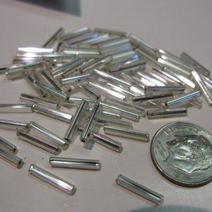 Czech Bugle Bead, Size 5 Bugle Bead, 12mm Bugle Bead, Clear Silverlined Bugle Bead