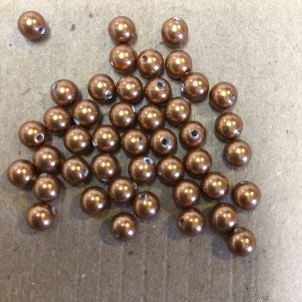 Swarovski Crystal Copper Pearls, 8mm & 6mm Faux Copper Colored Pearls, Pearls for Bridal Jewelry Designs, Imitation Copper Pearls