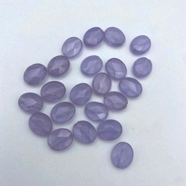 10mm Alexandrite Purple Faceted Oval Bead, 10mm x 8mm Lavender Purple Flat Oval Bead