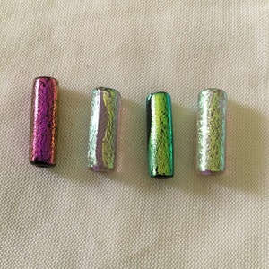 16mm Dichroic Glass Tube, Glittering Glass Tube, Handmade Lampwork Bead, bead made in USA, Long Tube Bead