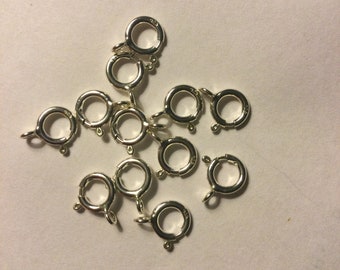 7mm Silver Spring Ring with Closed Ring, Sterling Clasp, .925 Silver Spring Ring Clasp