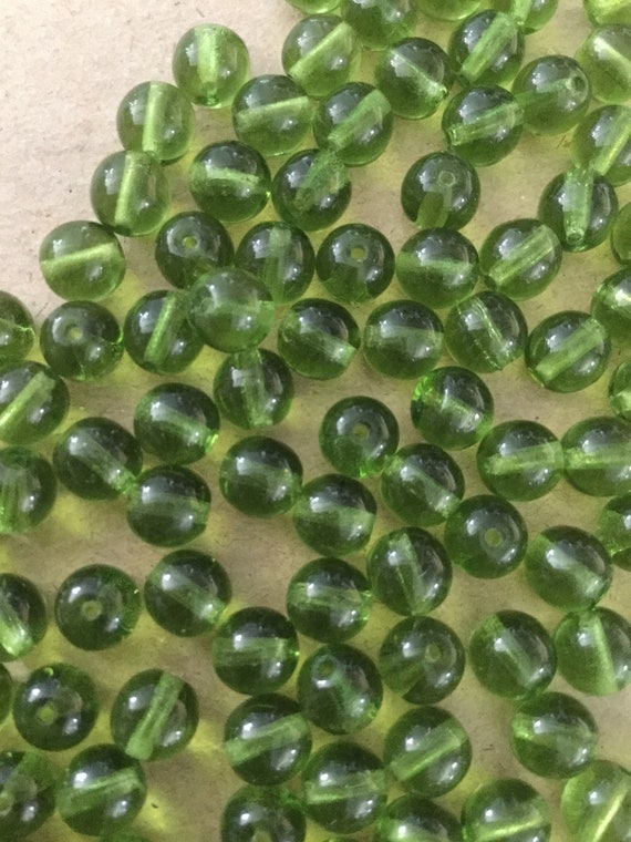 6mm Mixed Druk Round Beads 50pcs Czech Pressed Druk Beads 6mm Round Beads Mixes Round Glass Beads Mustard Green Olivine