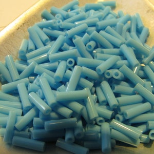 Bugle Bead Size 2, Blue Turquoise, 4mm x 2mm Tube Bead, Czech Bugle Bead