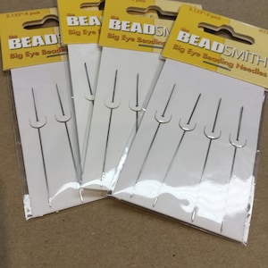 Large Eye Beading Needle, 2 1/8&quot; Flexible Wire Beading Needle, Package of 4 Large Eye Needle, Beadsmith Beading Needles
