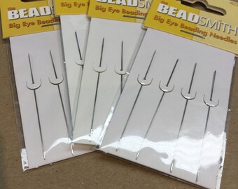 Large Eye Beading Needle, 2 1/8" Flexible Wire Beading Needle, Package of 4 Large Eye Needle, Beadsmith Beading Needles