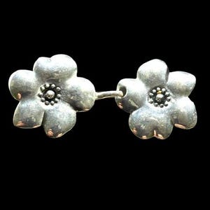 Thai Karen Silver Clasp, Large 2 Strand Sterling Clasp, Fancy 64mm 2 Part Silver Clasp, Flower Hook & Eye Clasp, 2 Strand Sterling Clasp