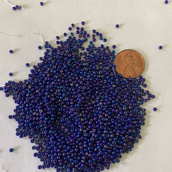 11/0 Blue Iris Finish Seed Bead, Blue AB Size 11 Seed Bead, Czech made Seed Bead, 2mm Blue AB Seed Bead