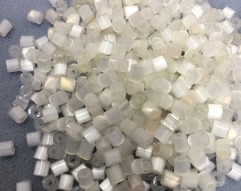 Size 8/0 Hex Seed Bead, 2 Cut Satin Matsuno Bead, Frosted White Hex Bead, Matte Satin Seed Bead, Preciosa Ornela Seed Bead,