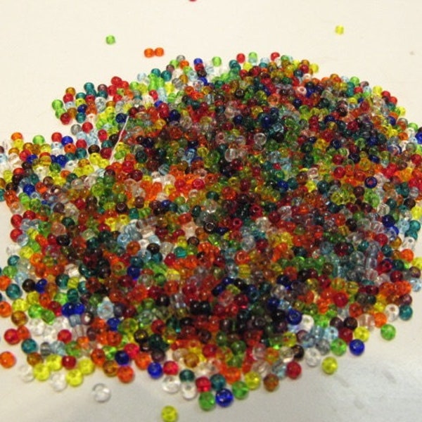 11/0 Transparent Mixed Color Seed Beads, Czech 2mm Glass Seed Bead, Embroidery Bead, Spacer Bead