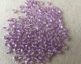 Genuine Swarovski 4mm Bicone Bead, Style 5301/5328 Light Amethyst Bicone, Austrian Crystal Bead, Swarovski Bicone 4mm Crystal Bead
