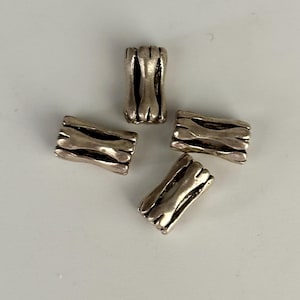 Sterling Silver Bali Tube Bead, 10mm Tube with 3mm Hole, Ethnic Silver Tube Bead, Large Hole Tube Bead, 10mm x 5mm Tubular Bead