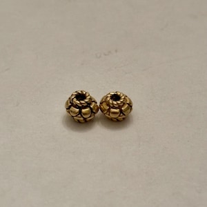 5mm Vermeil Bali Bead Gold plated Silver Bead with .8mm Bead Hole Fancy Designed Vermeil Bali Bead