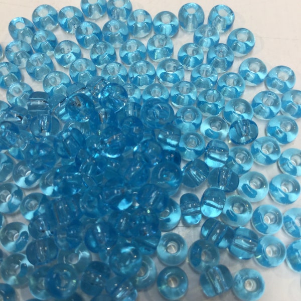 Transparent Aqua Czech Seed Bead, Size 6/0 Preciosa Ornela Seed Bead, 4mm Seed Bead, Large Rocaille Seed Bead