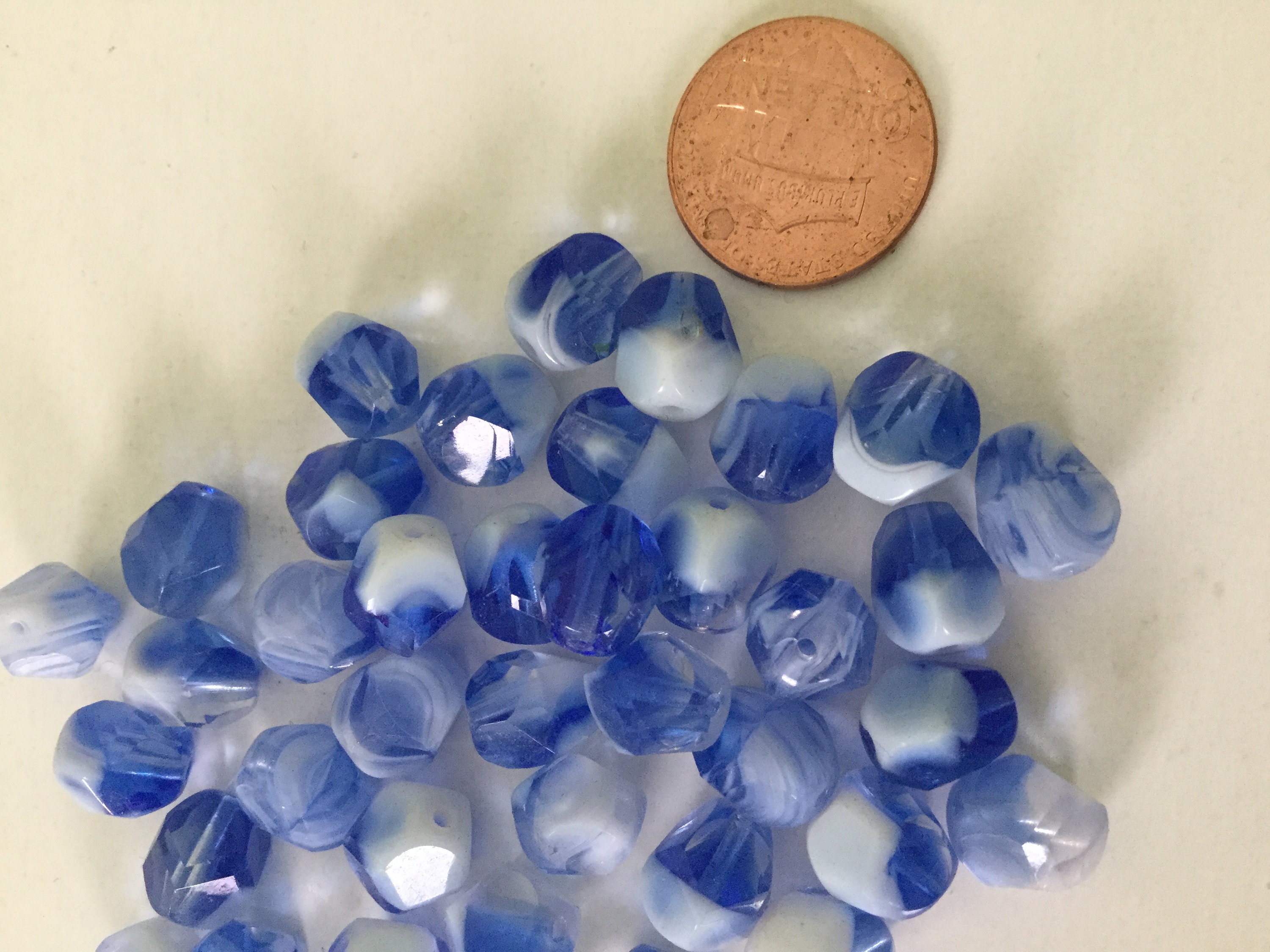 10mm Blue and White Faceted Bead Two Tone Blue White 10mm Etsy España
