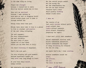 Geistig erschöpft. Dunkle emotionale Poesie Druck | Angst & Burnout Gedicht Wandkunst | Gothic Healing Decor | Poison Ink Poetry