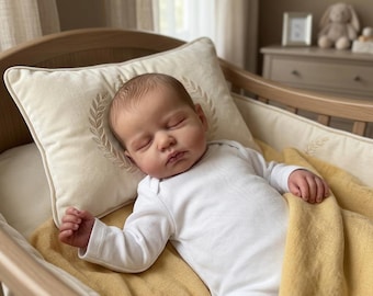 Muñeca bebé reborn realista, cuerpo de tela de vinilo de silicona de 50 cm, compañera de recién nacido de aspecto realista.