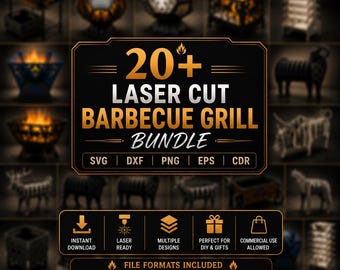 Laser Cut BBQ Grill Bundle | Collapsible Fire Pit Barbecue DXF SVG (Digital Download)
