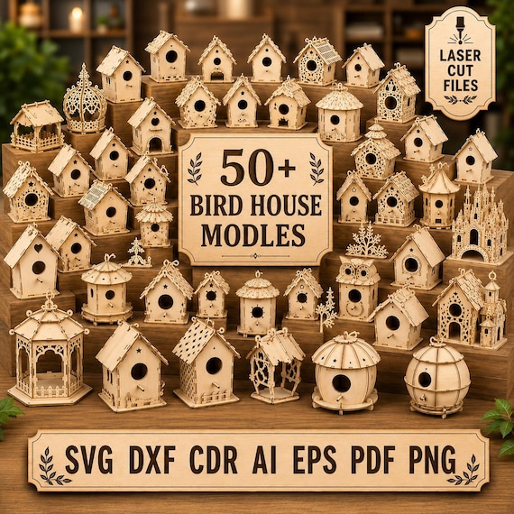 Laser Cut Bird House SVG Files | 3D Woodcraft Design (Glowforge, xTool, LightBurn)