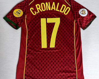 Maglia vintage Cristiano Ronaldo 17 - Regalo per tifosi di calcio del 2004 - Maglia iconica del Portogallo