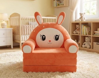 Soft Toddler Sofa Convertible Kids Armchair Plush Children Couch Foldable Baby Chair Velvet Toddler Seat Nursery Room Furniture