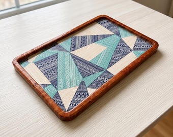 Modern geometrisch houten dienblad, salontafelblad (7 x 11 inch)