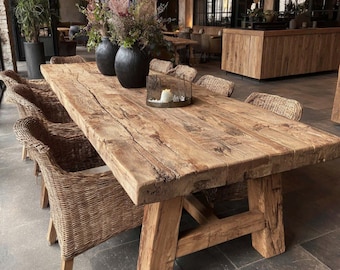 Table de salle à manger en noyer massif, meubles de cuisine de ferme rustique