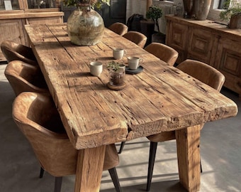 Table de salle à manger en noyer massif, meubles de cuisine de ferme rustique