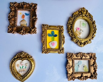 Barock Gerahmte Seeglas Magnete | Küstennaturszene Kunstdekor