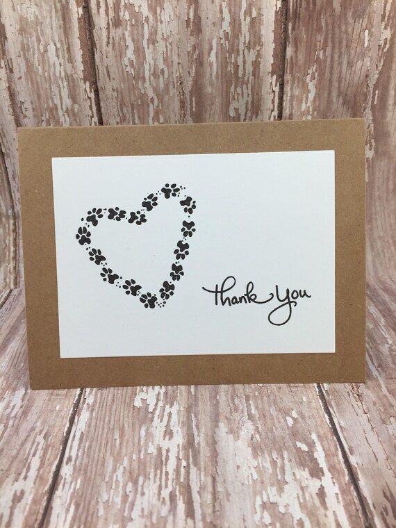 paw print cardsthank you card paw print thank you cardpet etsy print a thank you card
