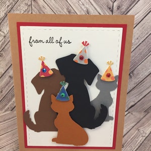 carte pour chien et chat, carte d'anniversaire pour chien et chat, carte de félicitations pour chien et chat, carte pour animal de compagnie, carte d'anniversaire pour animal de compagnie, de la part de nous tous, carte du groupe