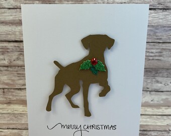 Kerstkaart kortharige staande hond: kerstkaart