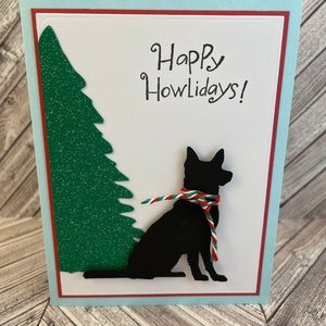 pastor alemán, tarjeta de pastor alemán, tarjeta de Navidad de pastor alemán, tarjeta GSD, tarjeta de Navidad GSD, tarjeta de perro, felices fiestas