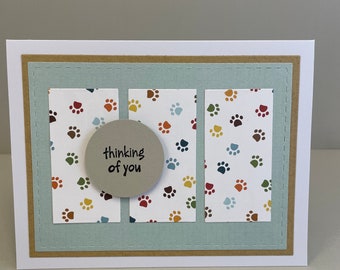 paw print pet sympathy card, rainbow bridge, dog loss card, cat loss card, paw print sympathy card, thinking of you card