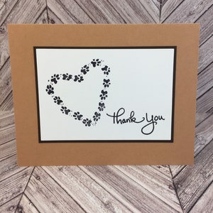 Cartes avec empreinte de patte, carte de remerciement, carte de remerciement avec empreinte de patte, carte de remerciement pour animal de compagnie, carte de remerciement pour chien, carte de remerciement pour chat, carte pour chien, carte pour chat, 4 cartes