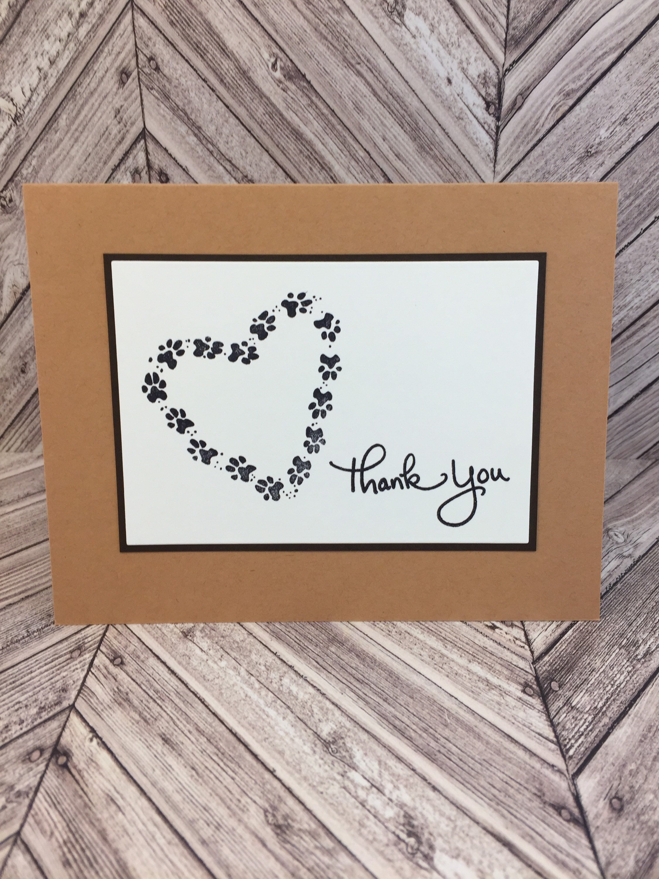 Paw Print Cardsthank You Card Paw Print Thank You Cardpet - Etsy