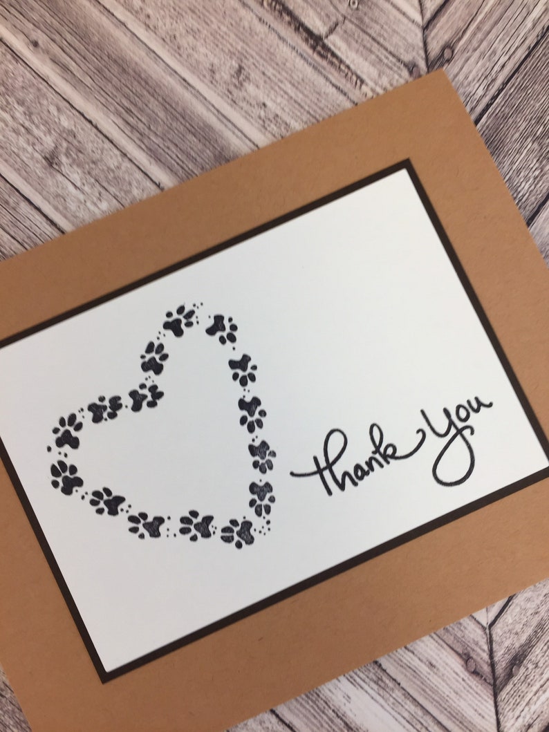 Paw Print Cardsthank You Card Paw Print Thank You Cardpet - Etsy