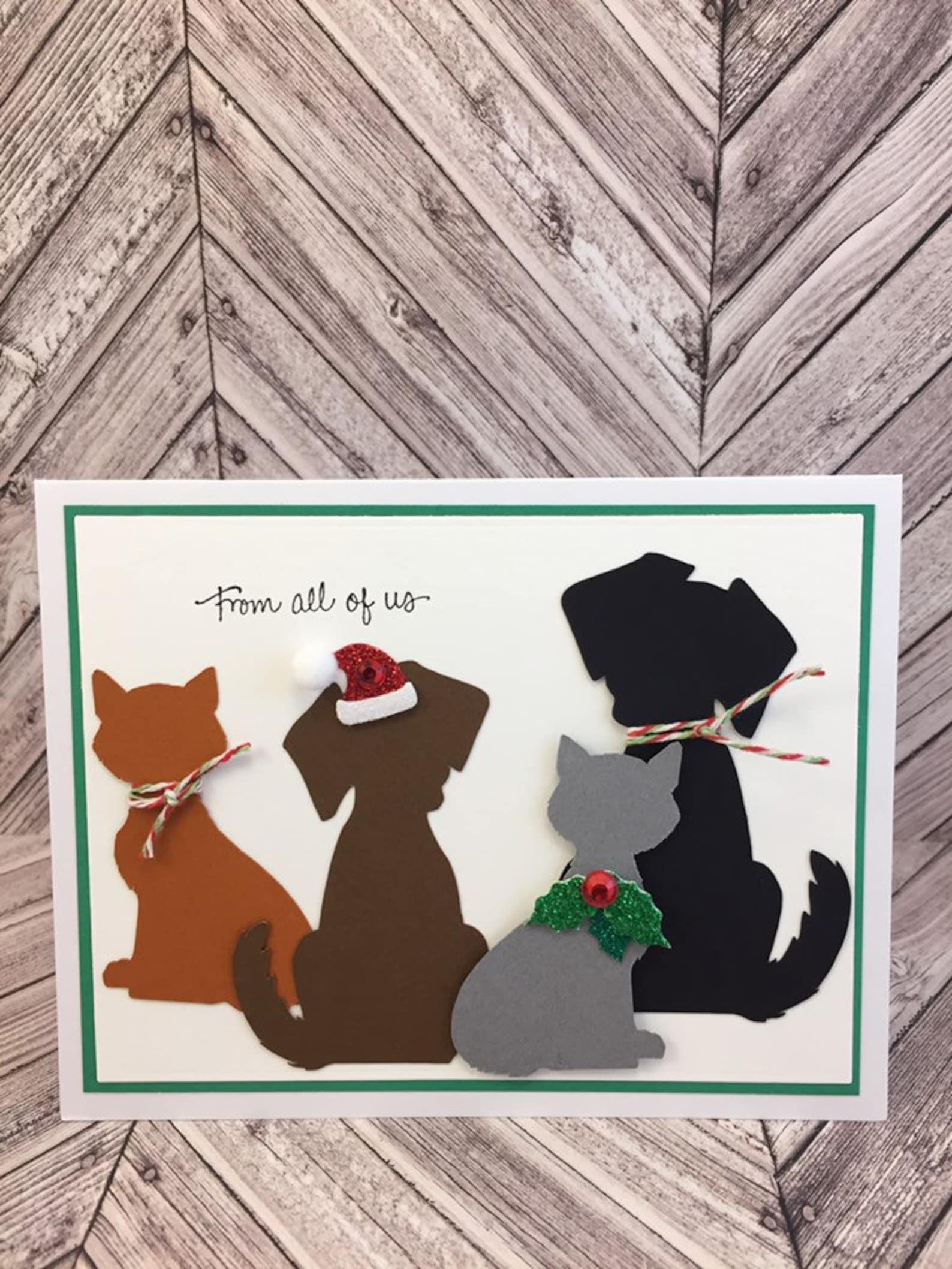 Dog and Cat Christmas Card Pet Christmas Card Cats and Dogs Etsy